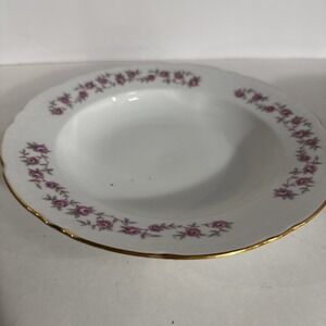 Bohemian‎ Fine China Round Salad Bowl Pink Roses w/ Gold Trim